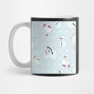 Cute Snowmen playing with snowballs during Mug